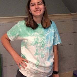 Blue and green drip tie dye T-shirt